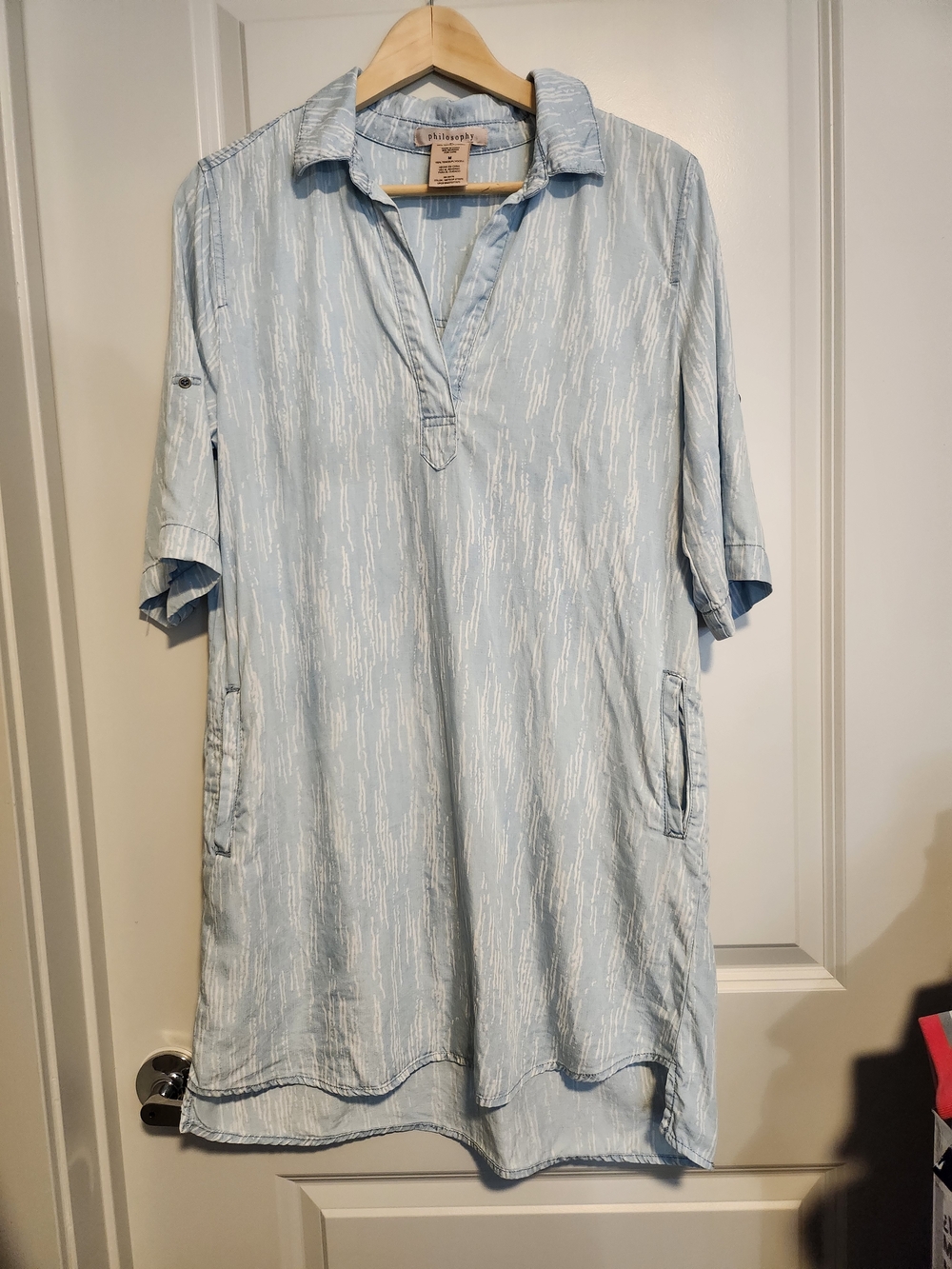 Light Blue Patterned Tunic Dress